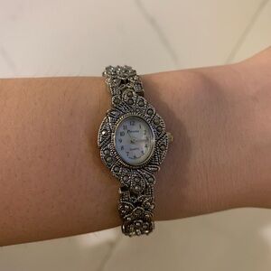 NEW Persona Lady’s Marcasite Quartz watch bracelet Floral